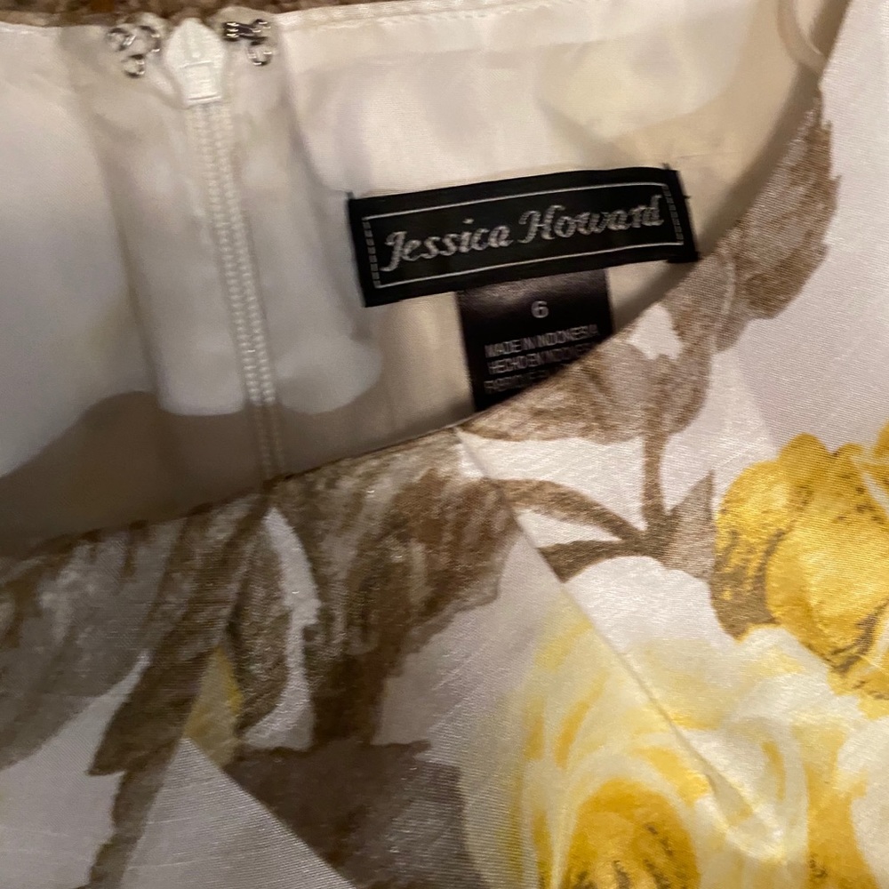 Jessica Howard yellow and tan floral formal dress